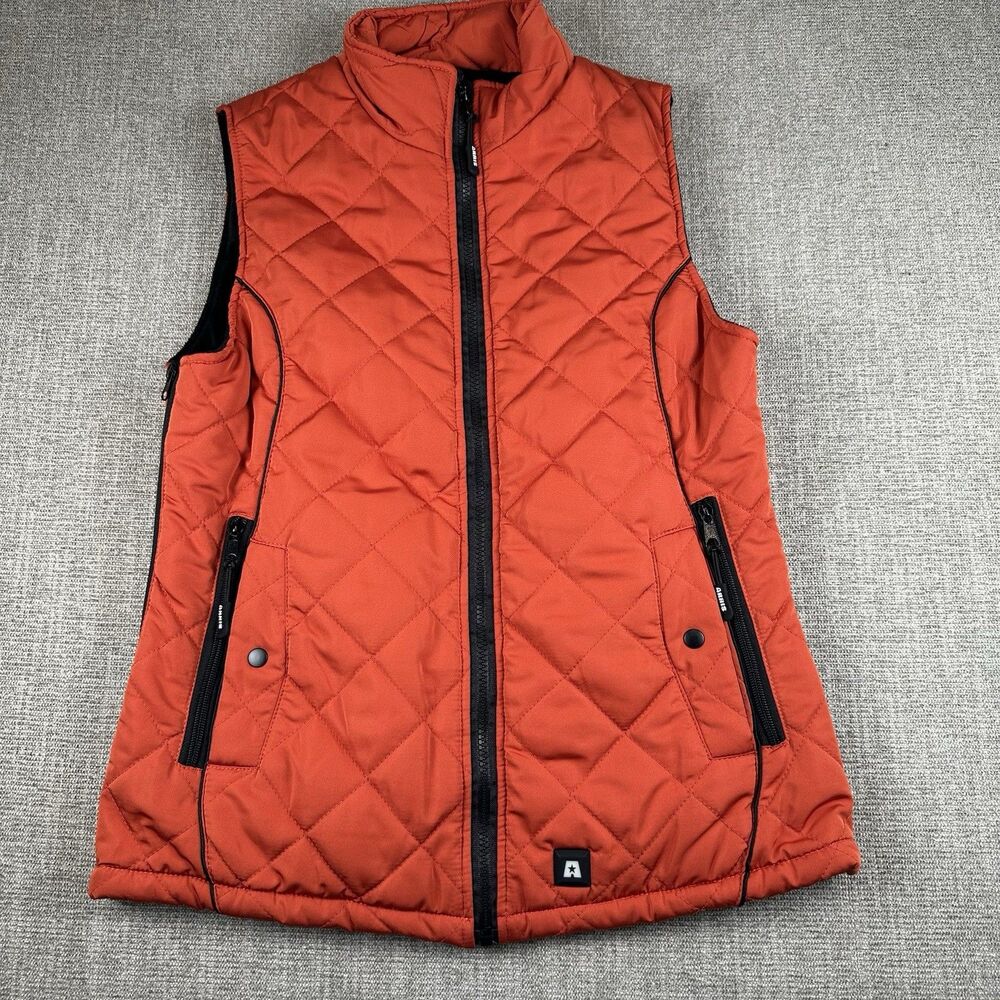 ARRIS Heated Vest Womens SMALL ADJUSTABLE Electric Warm Gilet Orange Red Zip